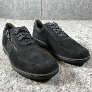 Solidus Heaven Shoes Womens Size 6.5 Black Suede Zip Comfort Sneakers H Width